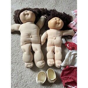 Two Vintage Cabbage Patch Dolls W Dresses And Shoes By Xavier Roberts